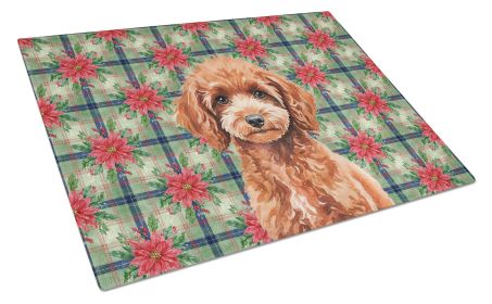 Miniature Red Poodle Christmas PoinsettIas Glass Cutting Board Decorative Tempered Glass Kitchen Cutting and Serving Board Large Size Chopping Board