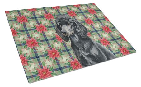 Standard Black Poodle Christmas PoinsettIas Glass Cutting Board Decorative Tempered Glass Kitchen Cutting and Serving Board Large Size Chopping Board