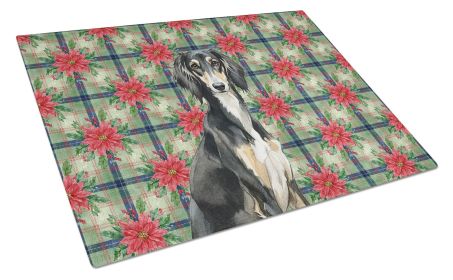Black and Tan Saluki Christmas PoinsettIas Glass Cutting Board Decorative Tempered Glass Kitchen Cutting and Serving Board Large Size Chopping Board