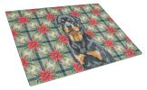Rottweiler Christmas PoinsettIas Glass Cutting Board Decorative Tempered Glass Kitchen Cutting and Serving Board Large Size Chopping Board