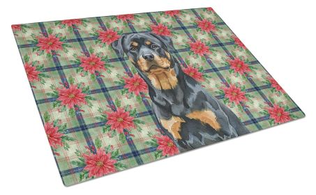 Rottweiler Christmas PoinsettIas Glass Cutting Board Decorative Tempered Glass Kitchen Cutting and Serving Board Large Size Chopping Board