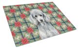 Standard Silver Poodle Christmas PoinsettIas Glass Cutting Board Decorative Tempered Glass Kitchen Cutting and Serving Board Large Size Chopping Board