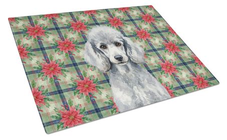 Standard Silver Poodle Christmas PoinsettIas Glass Cutting Board Decorative Tempered Glass Kitchen Cutting and Serving Board Large Size Chopping Board