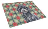 Toy Black Poodle Christmas PoinsettIas Glass Cutting Board Decorative Tempered Glass Kitchen Cutting and Serving Board Large Size Chopping Board