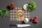 Miniature Apricot Poodle Christmas PoinsettIas Glass Cutting Board Decorative Tempered Glass Kitchen Cutting and Serving Board Large Size Chopping Boa