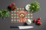 Miniature Red Poodle Christmas PoinsettIas Glass Cutting Board Decorative Tempered Glass Kitchen Cutting and Serving Board Large Size Chopping Board