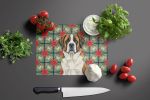 Brindle and White Saint Bernard Christmas PoinsettIas Glass Cutting Board Decorative Tempered Glass Kitchen Cutting and Serving Board Large Size Chopp