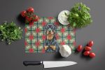 Rottweiler Christmas PoinsettIas Glass Cutting Board Decorative Tempered Glass Kitchen Cutting and Serving Board Large Size Chopping Board