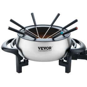 VEVOR Electric Fondue Pot Set For Cheese & Chocolate, 3 Quart Chocolate Melting Warmer, Stainless Steel Fondue Maker With Temperature Control And (Option: Default)